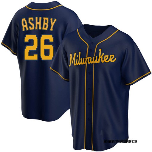 Big & Tall Men's Milwaukee Brewers Aaron Ashby Replica White Black/ Jersey