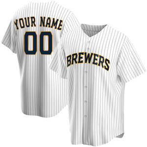 Men's Milwaukee Brewers MLB Cream Home Custom Jersey, Brewers Cheap Jersey  - Reallgraphics