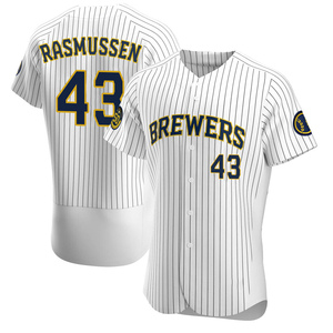 Men's Milwaukee Brewers Drew Rasmussen Authentic White Alternate Jersey