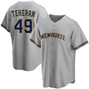 Youth Milwaukee Brewers ＃49 Julio Teheran Ash Backer T-Shirt - Brewers Store