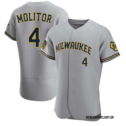 Men's Milwaukee Brewers Paul Molitor Authentic Gray Road Jersey