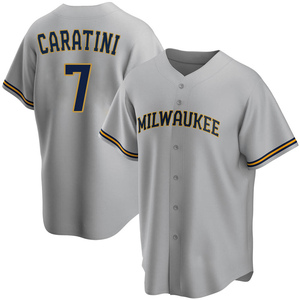 Women's Milwaukee Brewers Victor Caratini Replica White/Navy Alternate  Jersey