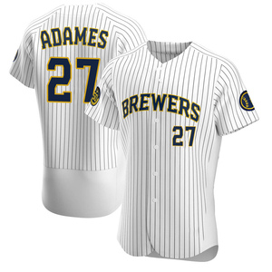Nike Youth Milwaukee Brewers Willy Adames #27 White Cool Base