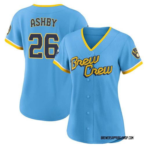 Aaron Ashby 26 2022-23 City Connect Milwaukee Brewers Jersey - Powder Blue  - Robokeg - Robokeg