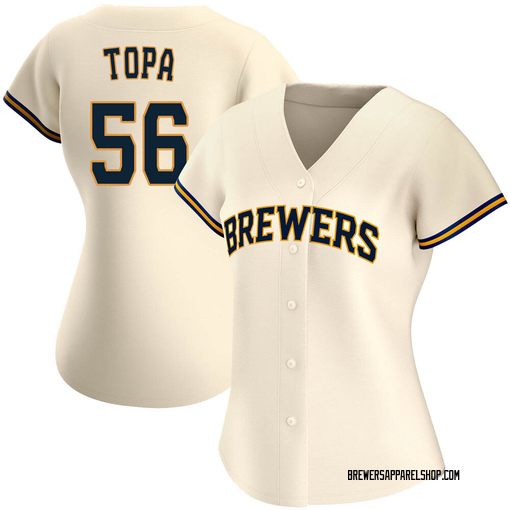 Women's Milwaukee Brewers Justin Topa Authentic Cream Home Jersey