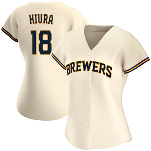 KESTON HIURA SIGNED CUSTOM REPLICA BREWERS NAVY JERSEY - JSA