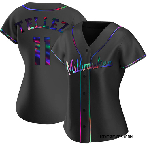 Youth Milwaukee Brewers Rowdy Tellez Replica Black Holographic