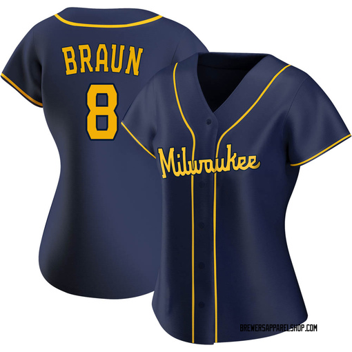 New Authentic Ryan Braun 8# Milwaukee Brewers size Women/Youth XL White  jersey