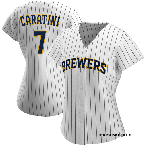 Women's Milwaukee Brewers Victor Caratini Replica White/Navy Alternate  Jersey