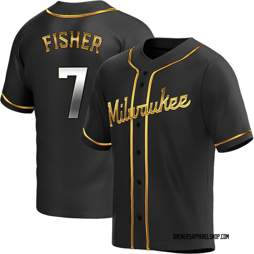 Youth Milwaukee Brewers Derek Fisher Replica Black Golden Alternate Jersey