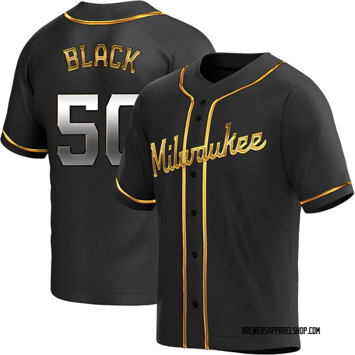 Youth Milwaukee Brewers Ray Black Replica Black Golden Alternate Jersey