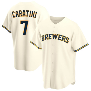 Women's Milwaukee Brewers Victor Caratini Replica White/Navy Alternate  Jersey