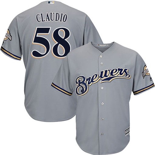 Texas Rangers Alex Claudio Official Men's Majestic Gray Flexbase Collection  Player Replica MLB Jersey