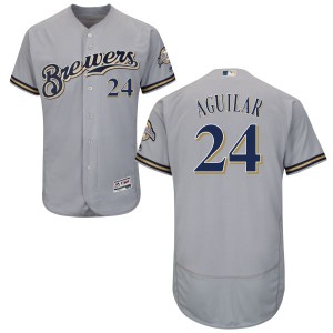 MAJESTIC  JESUS AGUILAR Milwaukee Brewers Alternate Home Baseball Jersey