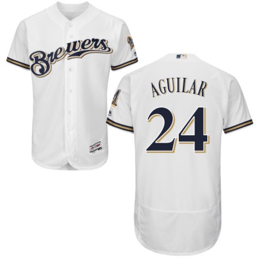 MAJESTIC  JESUS AGUILAR Milwaukee Brewers Alternate Home Baseball Jersey