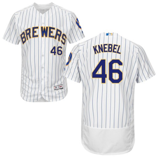 Men's Majestic Milwaukee Brewers Corey Knebel Replica White Alternate ...