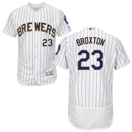 Youth Majestic Milwaukee Brewers Keon Broxton Replica White Alternate ...