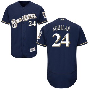 MAJESTIC  JESUS AGUILAR Milwaukee Brewers Alternate Home Baseball Jersey